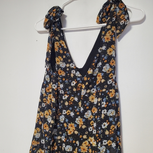Lulu's Quite a Sight Black Floral Print Tie-Strap Midi Dress - Picture 9 of 12